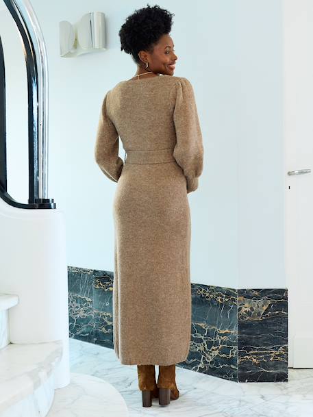 Marl Knit Maxi Dress for Maternity chocolate 