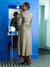 Long jacquard shirt dress for pregnancy and nursing clothes khaki 