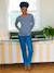 Long-Sleeved Maternity Top navy blue+White Stripes 