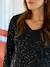 Reversible sequin nursing blouse, front/back black 