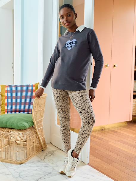 Maternity sweatshirt with heart-to-heart pattern anthracite 