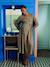 Long jacquard shirt dress for pregnancy and nursing clothes khaki 