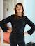 Reversible sequin nursing blouse, front/back black 