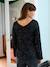 Reversible sequin nursing blouse, front/back black 
