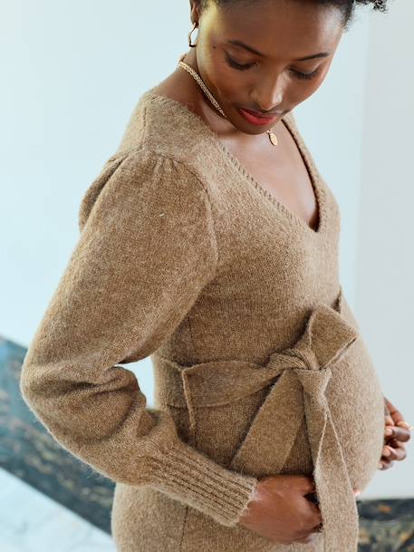Marl Knit Maxi Dress for Maternity chocolate 