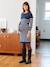 Striped knitted nursing clothes dress marl beige 
