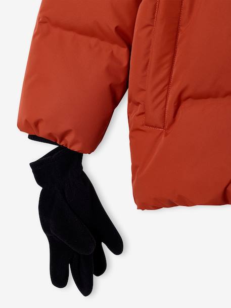 Fleece-Lined Lightweight Jacket, with Mittens or Gloves amber+fir green 