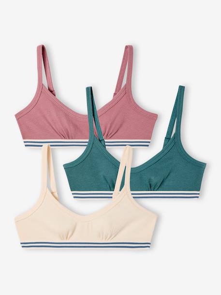 Pack of 3 Plain Bras for Girls, Jonen ecru 