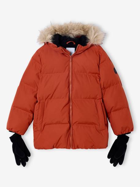 Fleece-Lined Lightweight Jacket, with Mittens or Gloves amber+fir green 