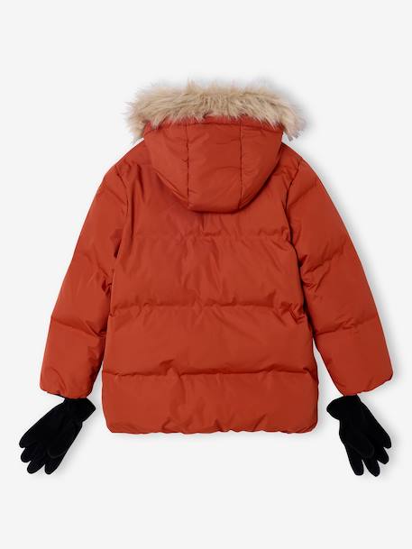 Fleece-Lined Lightweight Jacket, with Mittens or Gloves amber+fir green 