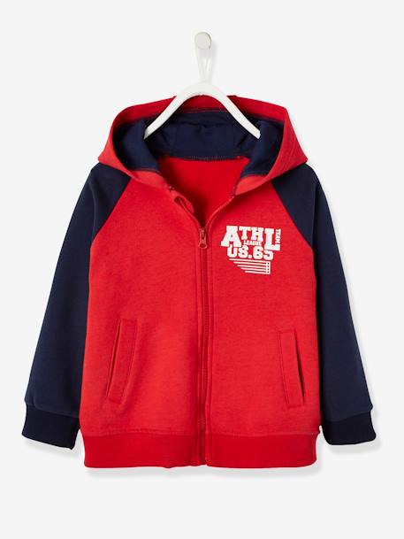 Zipped Jacket with Hood for Boys Dark Red 