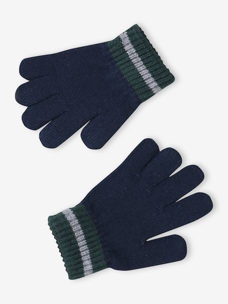 Christmas set: reindeer beanie + snood + mittens/gloves for boys navy blue 
