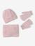 Girl's Christmas set: beanie + snood + mittens/gloves rosy 
