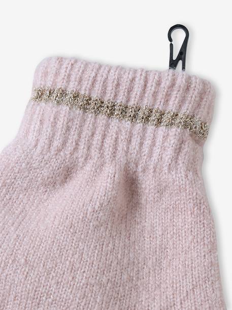 Girl's Christmas set: beanie + snood + mittens/gloves rosy 