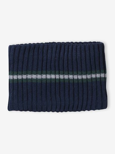 Christmas set: reindeer beanie + snood + mittens/gloves for boys navy blue 