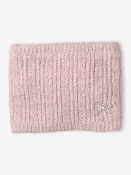 Girl's Christmas set: beanie + snood + mittens/gloves rosy 