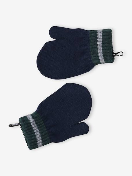 Christmas set: reindeer beanie + snood + mittens/gloves for boys navy blue 