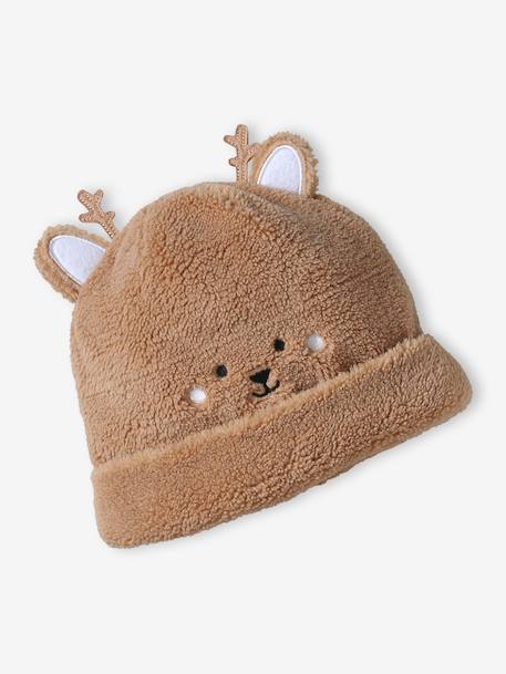 Christmas Set with Bear Beanie, Snood & Mittens for Babies pecan nut 