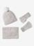 Christmas Cable Knit Set: Beanie + Snood + Mittens/Gloves for Girls marl beige 