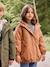 Hooded Parka with Faux Fur Lining for Girls black+camel+dark green+dusky pink+navy blue+plum 