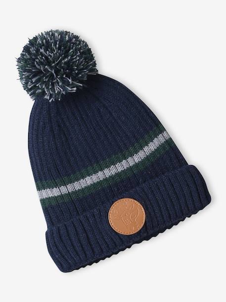 Christmas set: reindeer beanie + snood + mittens/gloves for boys navy blue 