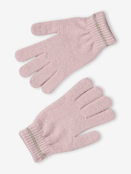 Girl's Christmas set: beanie + snood + mittens/gloves rosy 
