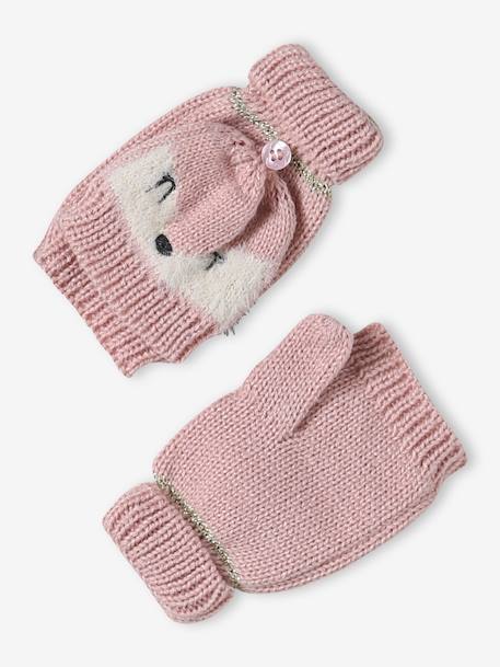 Christmas Set with Beanie + Snood + Gloves/Mittens rosy 