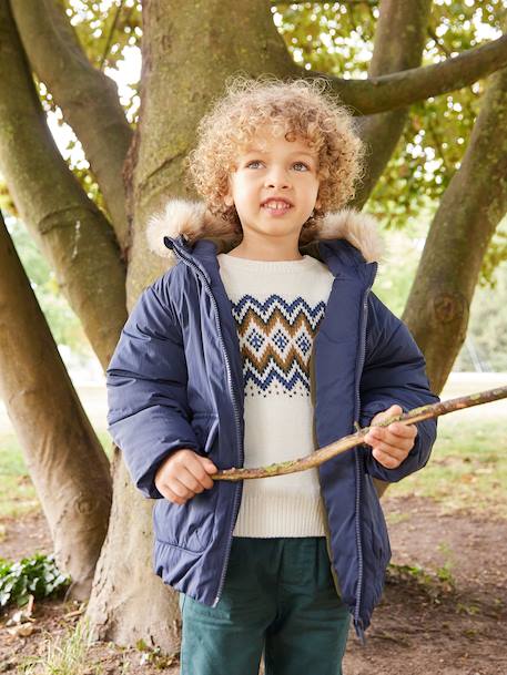 Hooded Parka for Boys navy blue 