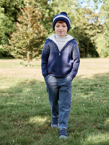 Corduroy Trousers, Easy to Slip On, for Boys beige+navy blue+slate blue 