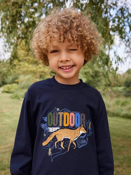 Printed Long-Sleeved T-Shirt for Boys navy blue 