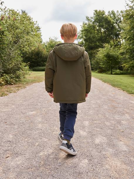 Hooded Sherpa-Lined Parka for Boys black+khaki 