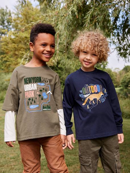 2-in-1-Effect T-Shirt for Boys khaki 