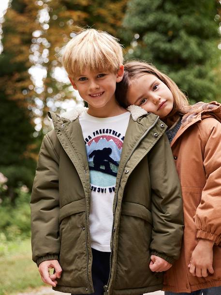Hooded Sherpa-Lined Parka for Boys black+khaki 