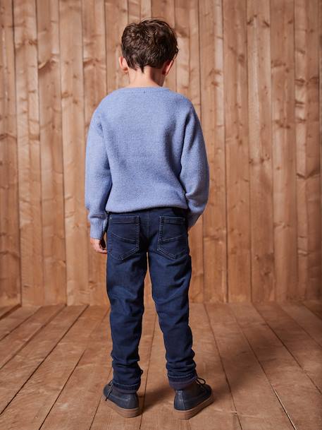 Straight Leg Jeans, Pull-On Cut, Lined, for Boys Denim Blue 