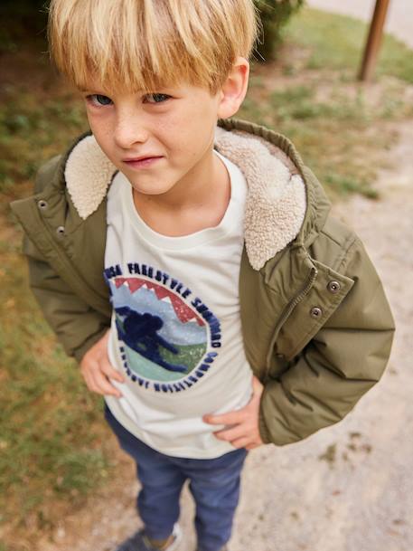 Hooded Sherpa-Lined Parka for Boys black+khaki 