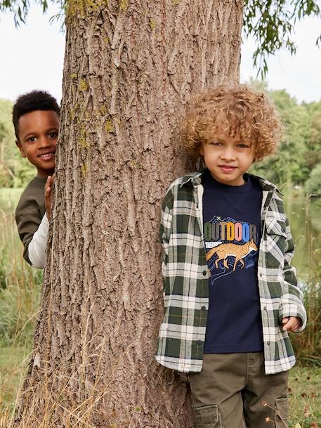 Chequered Flannel Shirt with Sherpa Lining for Boys chequered green 