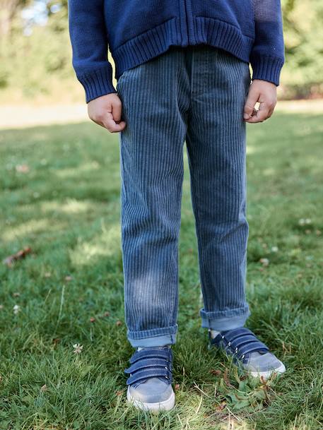 Corduroy Trousers, Easy to Slip On, for Boys beige+navy blue+slate blue 