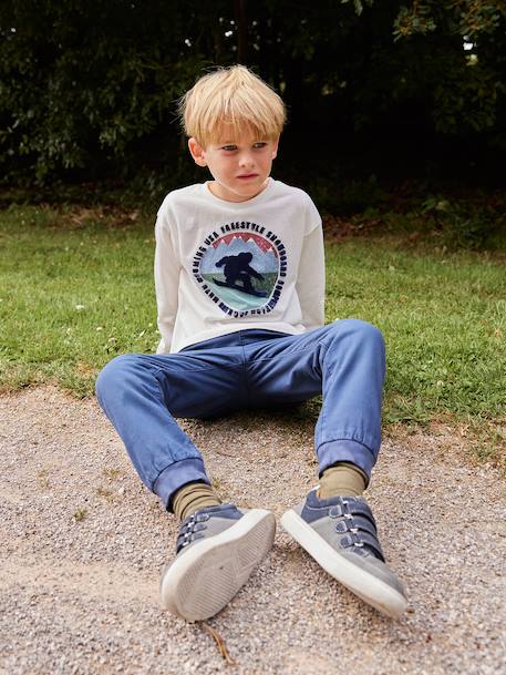 T-Shirt with Print on the Front for Boys anthracite+ecru 