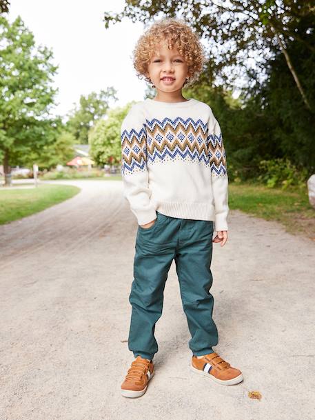 Long Sleeve Jacquard Jumper for Boys ecru 