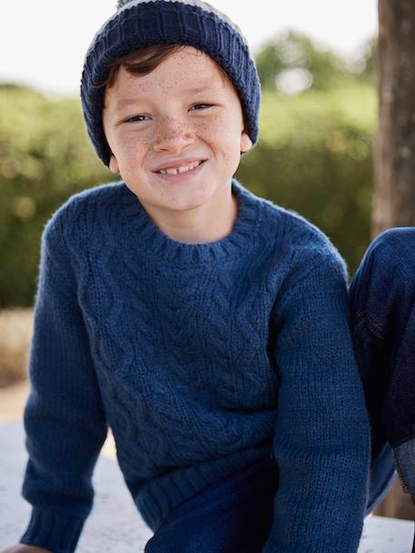 Cable Knit Jumper for Boys deep blue 