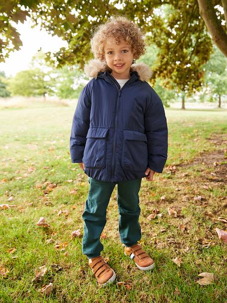 Hooded Parka for Boys navy blue 