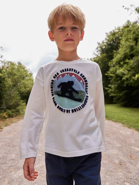 T-Shirt with Print on the Front for Boys anthracite+ecru 