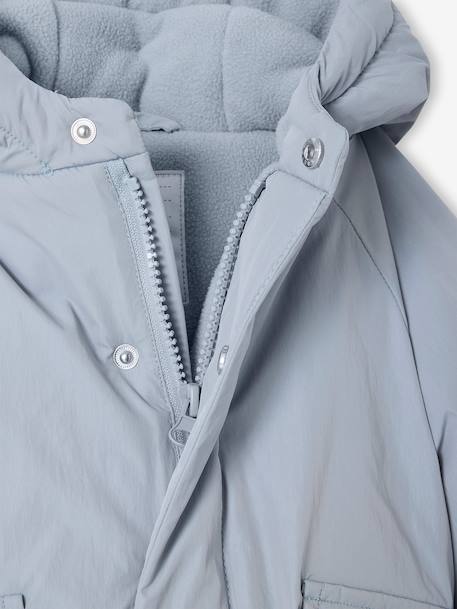 Lightweight jacket with polar fleece lining and hood crystal blue 