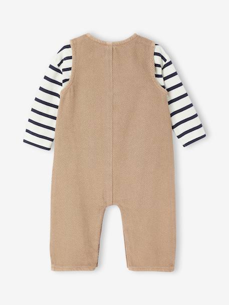 Set T-shirt + striped jumpsuit pecan nut 