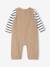 Set T-shirt + striped jumpsuit pecan nut 