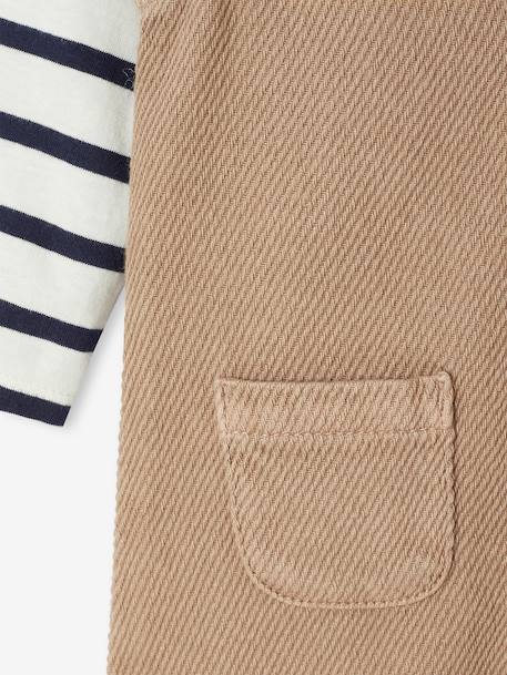 Set T-shirt + striped jumpsuit pecan nut 