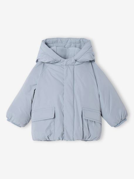 Lightweight jacket with polar fleece lining and hood crystal blue 