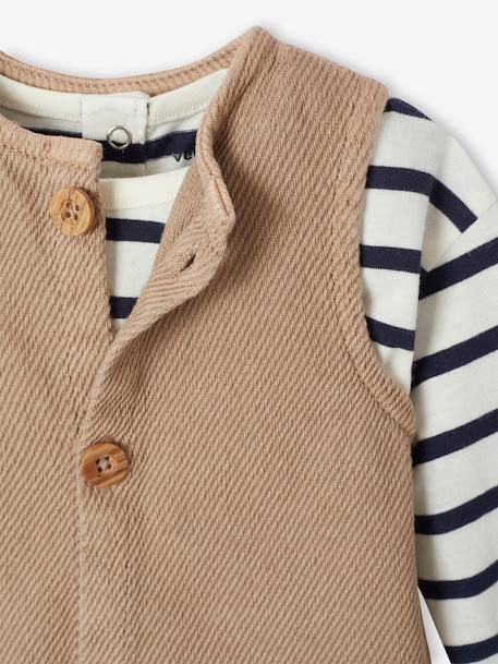 Set T-shirt + striped jumpsuit pecan nut 
