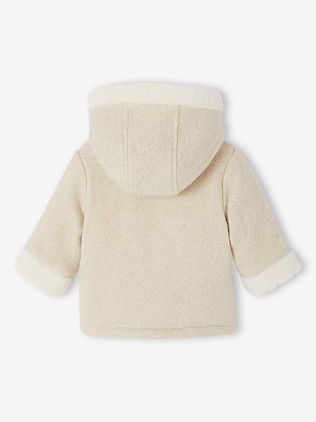 Wool blend coat for babies with iridescent effect and faux fur lining marl beige 