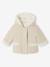 Wool blend coat for babies with iridescent effect and faux fur lining marl beige 